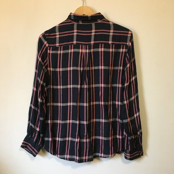 Banana Republic Blue Pink & White Plaid Button Down Shirt - Picture 2 of 15